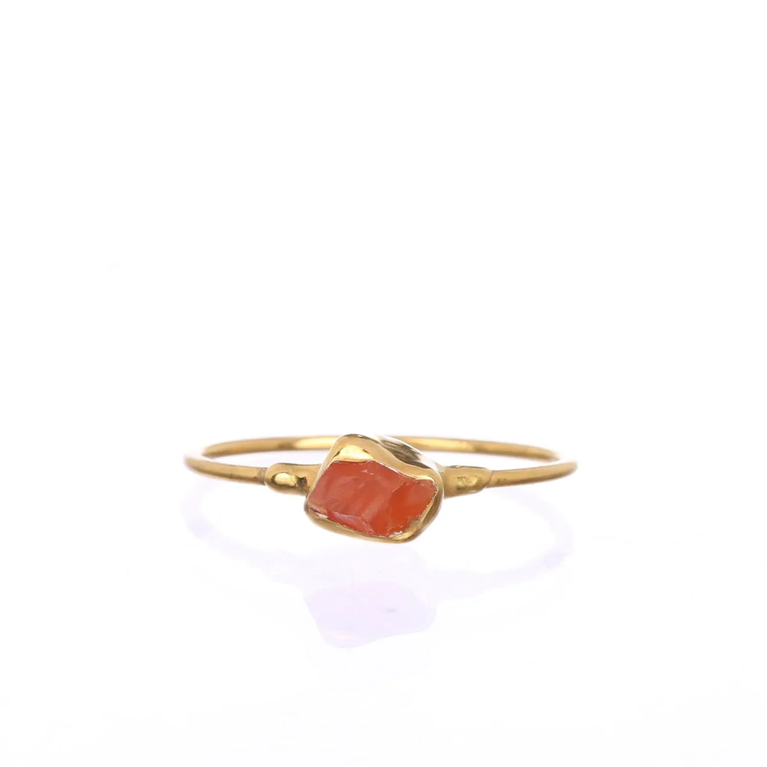 Mini Raw Carnelian Ring, Raw Carnelian Stone Ring, Dainty Ring, Delicate Ring, Colorful Chunky Ring, raw gemstone ring, gold ring Whimsigoth