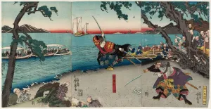 Miyamoto Musashi Fights Sasaki Ganryû - Utagawa Yoshitora