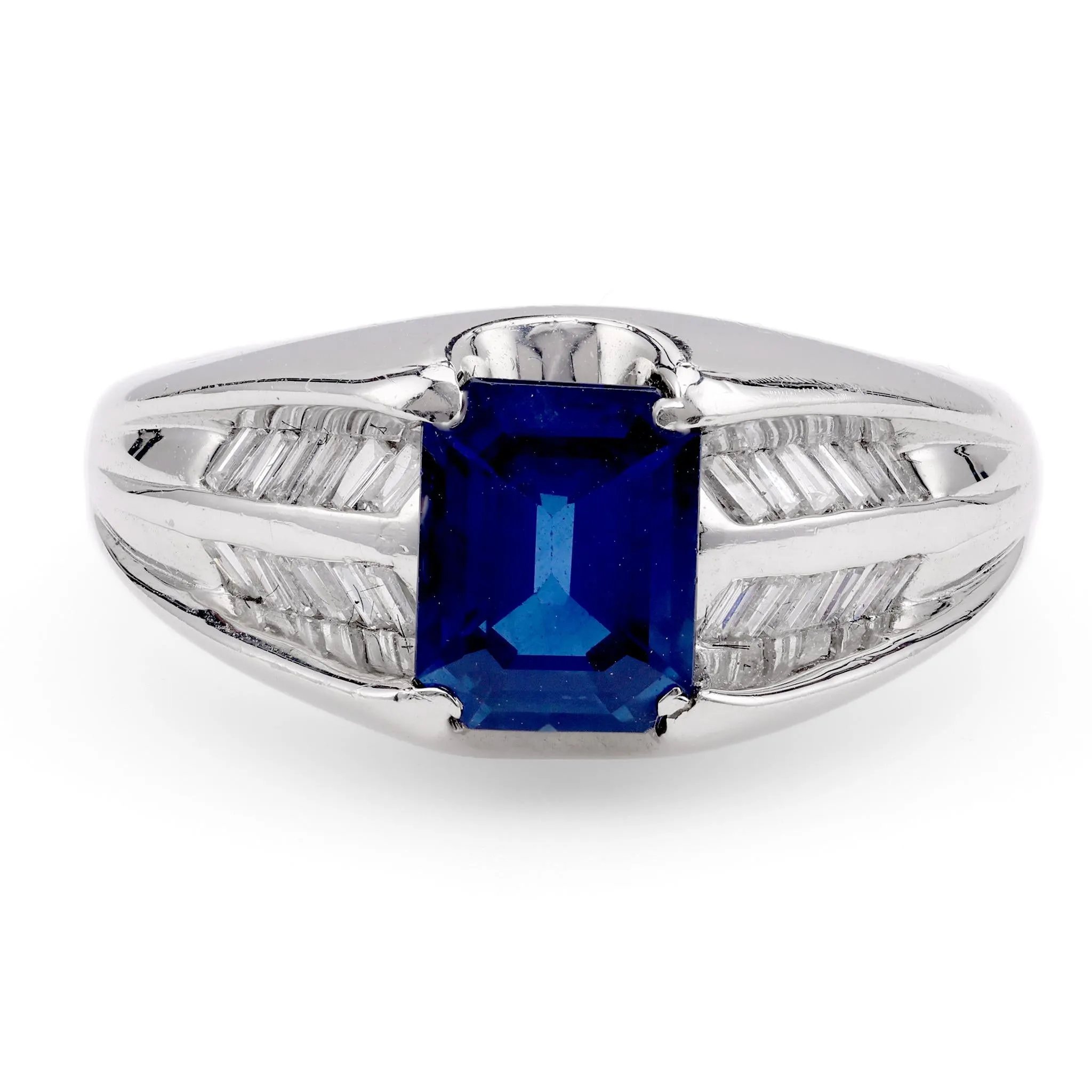 Modern 1.29 Carat Sapphire Diamond Platinum Ring