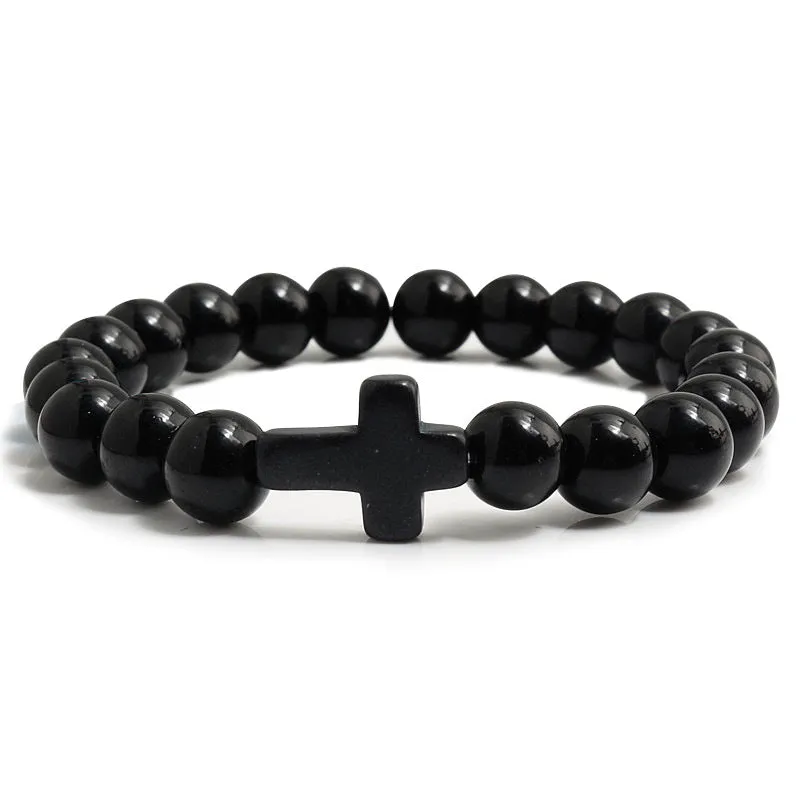 Natural stone cross bracelet