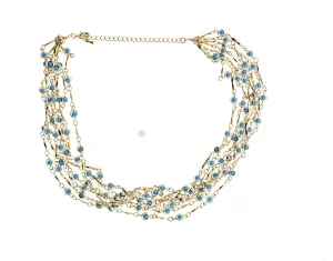 Neckware Gold with Aquamarine Beads