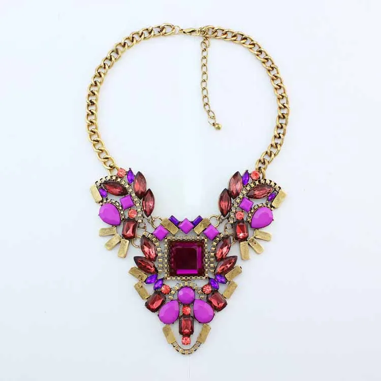 New Fashion Brand luxury Crystal Necklaces & Pendants Waterdrop Resin Vintage choker statement necklace women jewelry