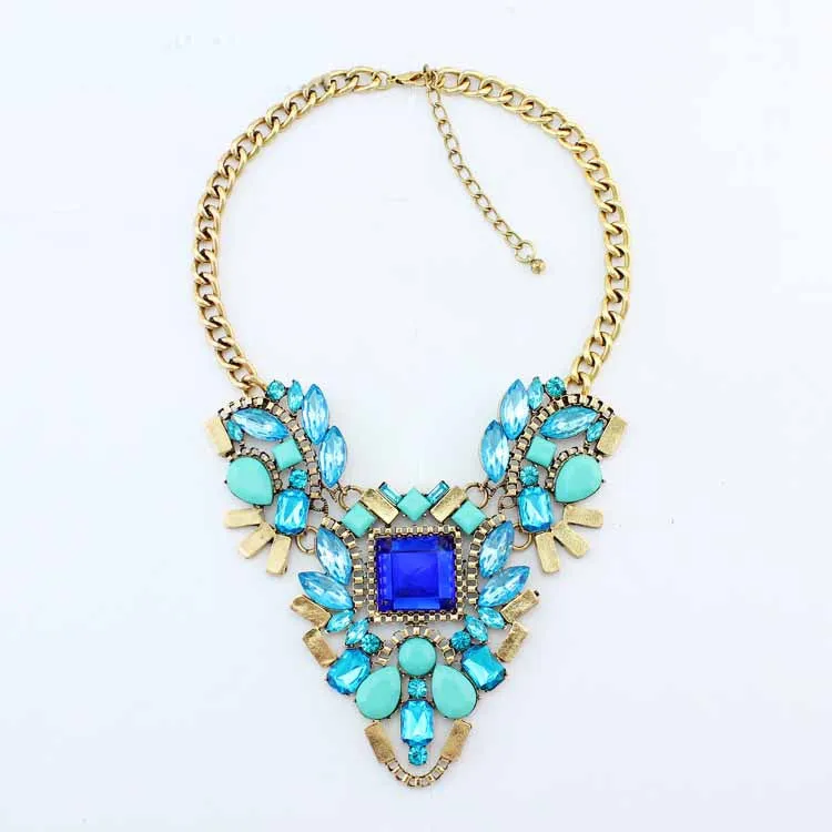 New Fashion Brand luxury Crystal Necklaces & Pendants Waterdrop Resin Vintage choker statement necklace women jewelry