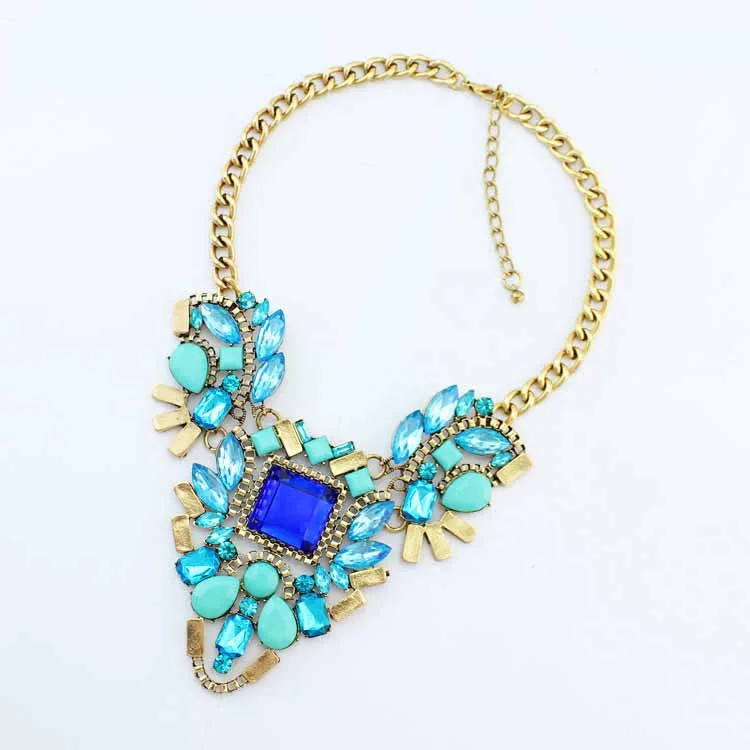 New Fashion Brand luxury Crystal Necklaces & Pendants Waterdrop Resin Vintage choker statement necklace women jewelry