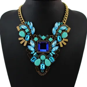 New Fashion Brand luxury Crystal Necklaces & Pendants Waterdrop Resin Vintage choker statement necklace women jewelry