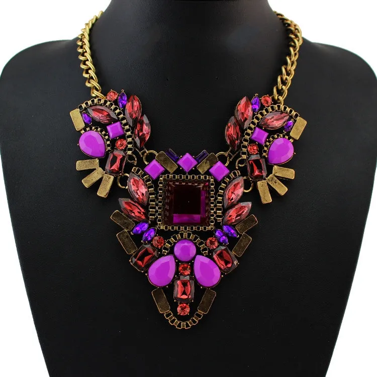 New Fashion Brand luxury Crystal Necklaces & Pendants Waterdrop Resin Vintage choker statement necklace women jewelry