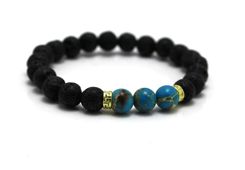 New Products Lava Stone Beads Natural Stone Bracelet Men Jewelry Stretch Yoga Bracelet