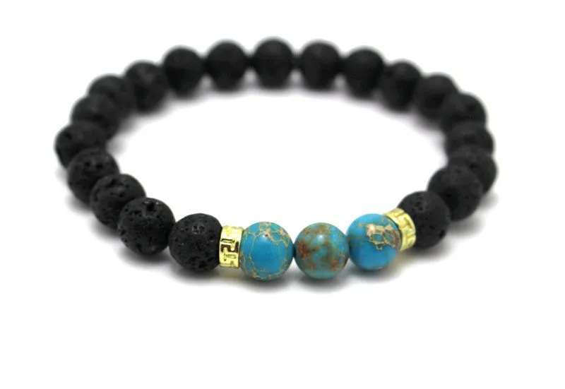 New Products Lava Stone Beads Natural Stone Bracelet Men Jewelry Stretch Yoga Bracelet