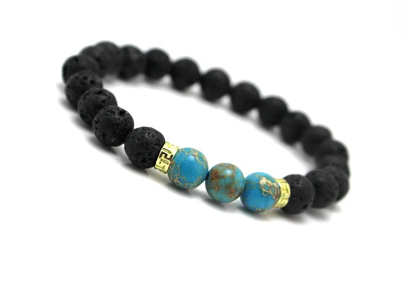 New Products Lava Stone Beads Natural Stone Bracelet Men Jewelry Stretch Yoga Bracelet