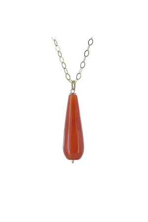 Orange Agate Briolette Gemstone Gold Necklace