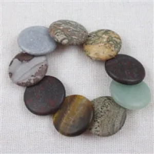 Overlapping Natural Gemstone Stretch Bracelet