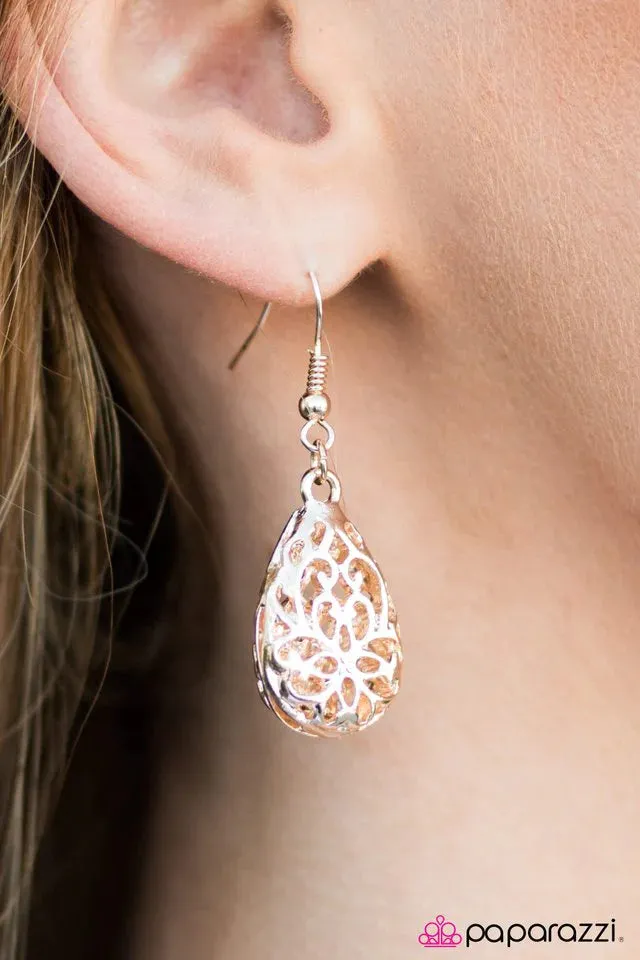 Paparazzi Earring ~ Rainy Radiance - Rose Gold