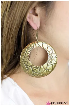 Paparazzi Earring ~ Sticking Around - Brass