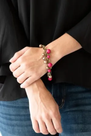 Paparazzi Grit and Glamour - Pink Brass - Bracelet