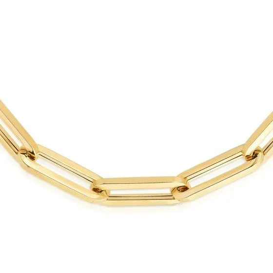 Paper Clip Link Chain 14K Gold Necklace