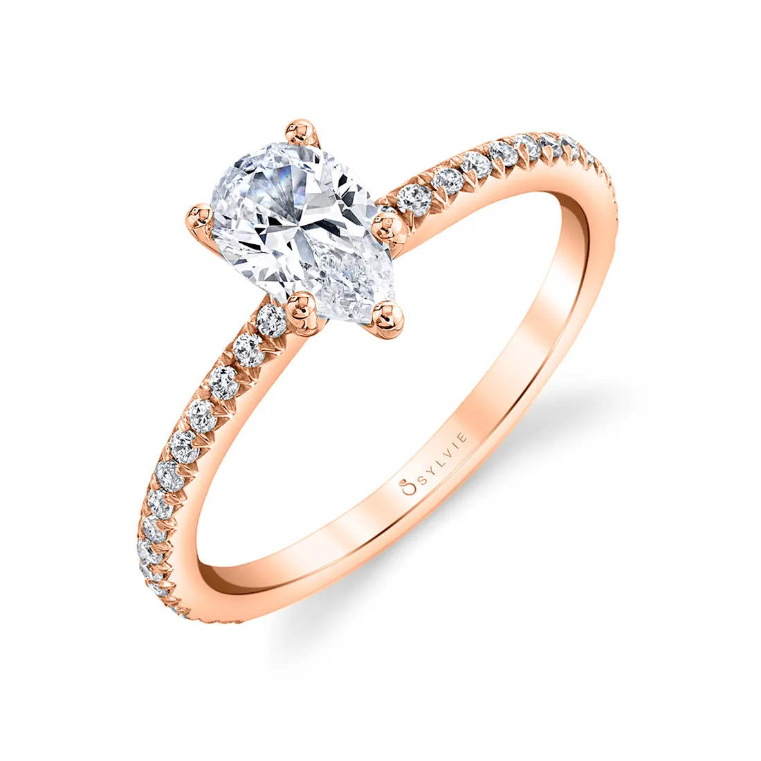 Pear Cut Classic Engagement Ring - Adorlee 14k Gold Rose