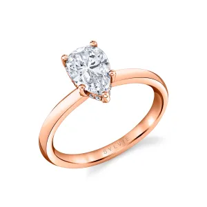 Pear Cut Solitaire Engagement Ring - Joanna 14k Gold Rose