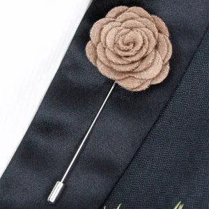 Peluche Blooming Charm Light Brown Colored Brooch for Men