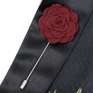 Peluche Blooming Charm Wine Colored Brooch for Men