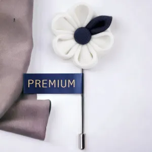 Peluche Dual Shaded Beauty White & Navy Blue Colored Brooch / Lapel Pin for Men