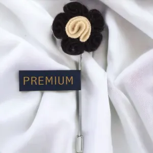 Peluche Florwer in Flower Black, Beige Brooch Lapel Pin