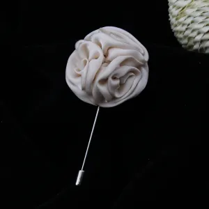 Peluche Ranunculus Flower Beige Colored Brooch / Lapel Pin for Men