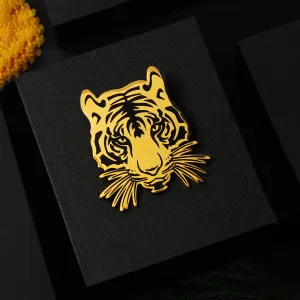 Peluche Ruthless Tiger Golden Stainless Steel Lapel Pin for Men