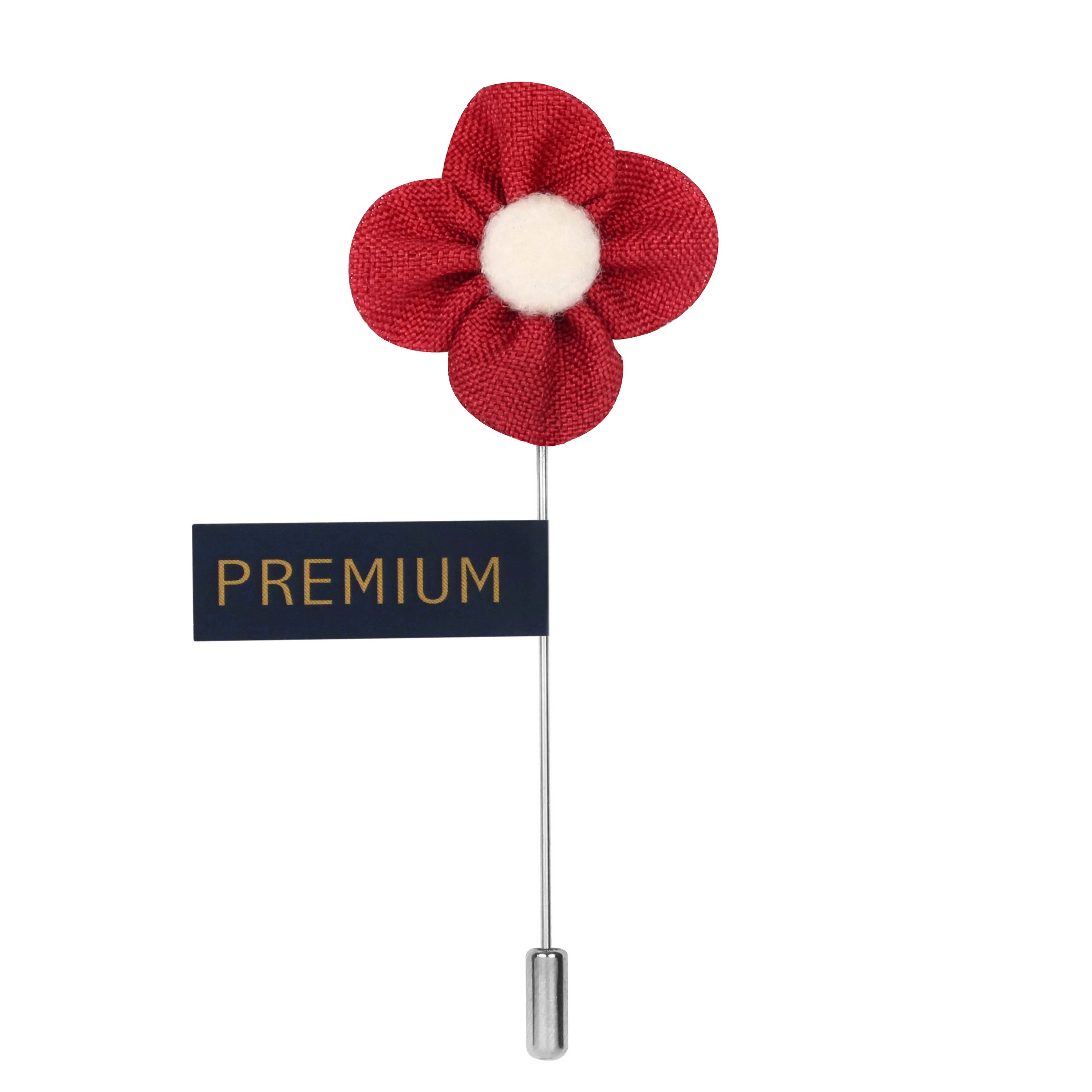 Peluche The Four Petal Classic Flower Red, White Brooch Lapel Pin