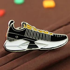 Peluche Trendy Shoe Black & Yellow Lapel Pin For Men