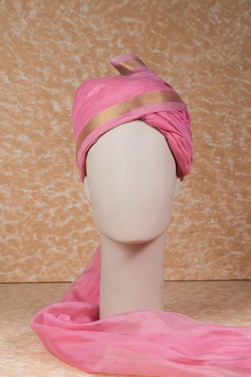 Pink Silk Safa With Border