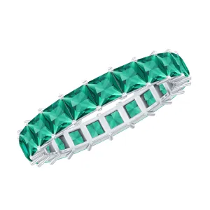 Princess Cut Lab Grown Emerald Full Eternity Ring