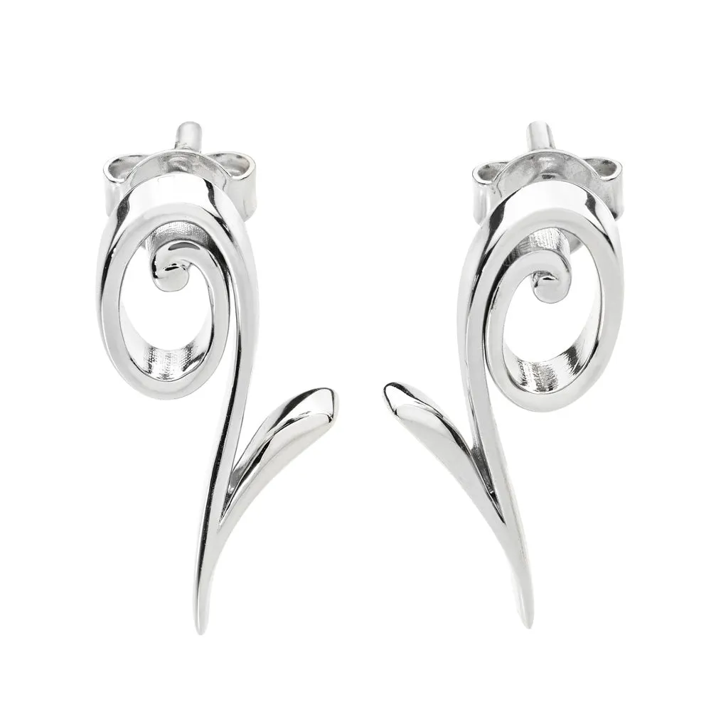 Q Stud Earrings in Sterling Silver