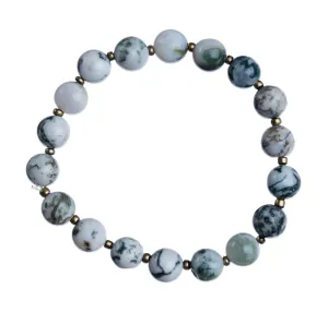 "Tree Agate" 8mm Natural Stone Stretchy Bracelet