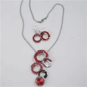 Rings of Fire Pendant Necklace & Earrings