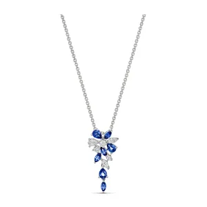 Riviera Cannes Sapphire and Diamond Pendant Necklace | White Gold