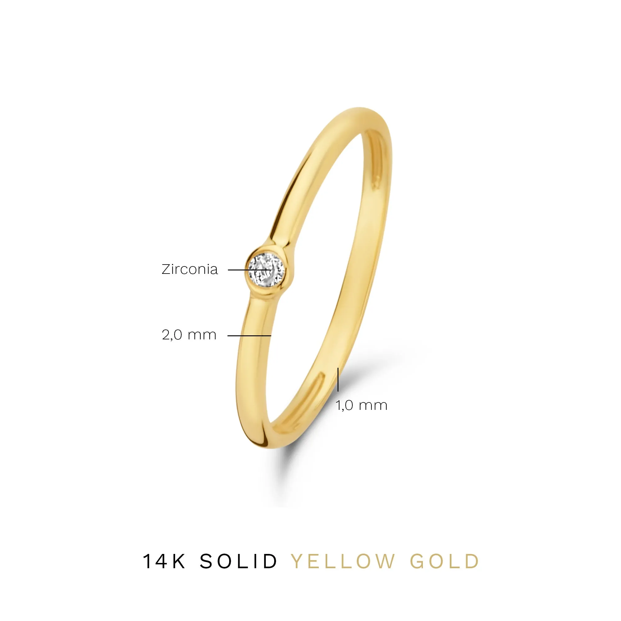 Rivoli Aélys 14 karat gold stacking ring with zirconia stone