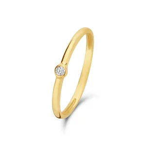 Rivoli Aélys 14 karat gold stacking ring with zirconia stone