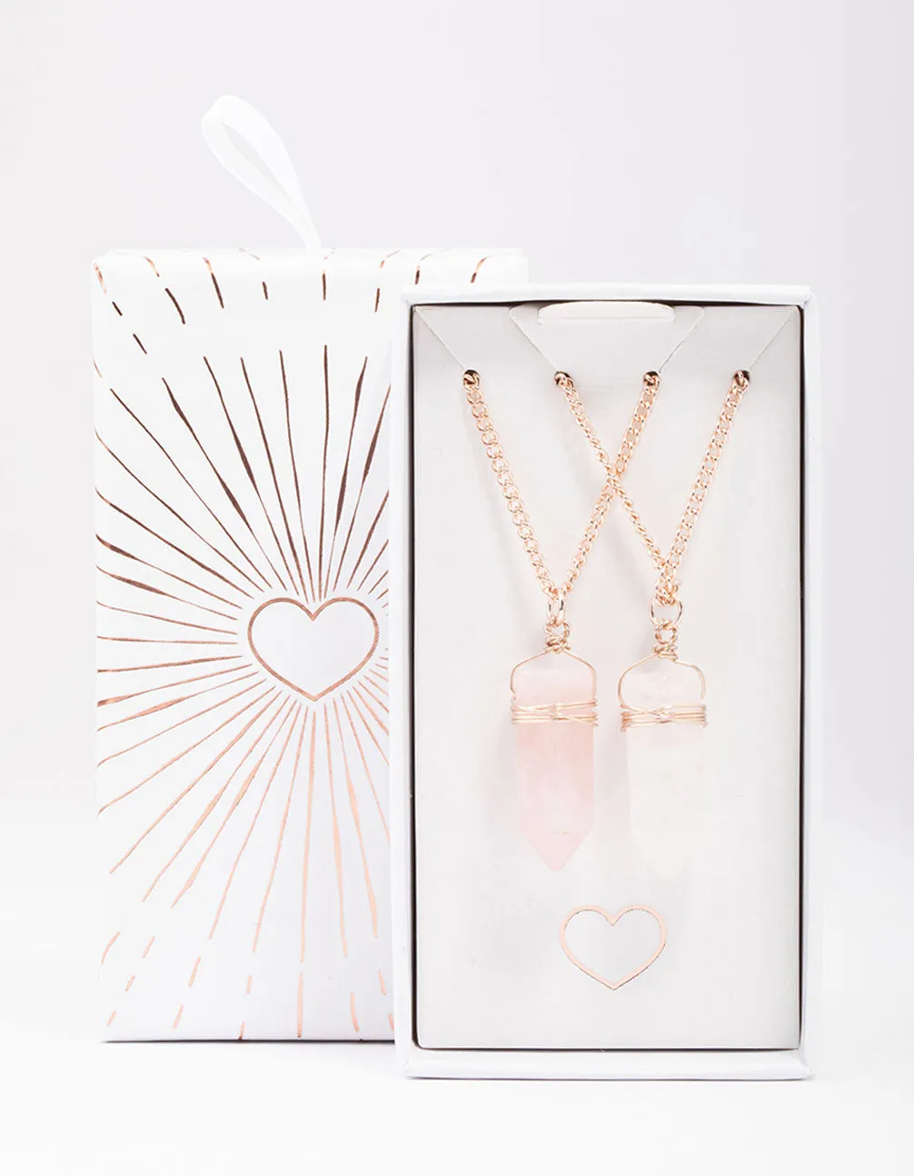 Rose Gold Mixed Semi-Precious Wrapped Shard Necklace Pack