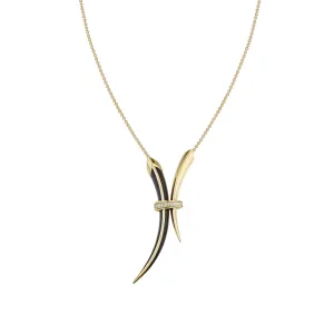 Sabre Deco Necklace - Yellow Gold Vermeil, Black Ceramic & Diamond