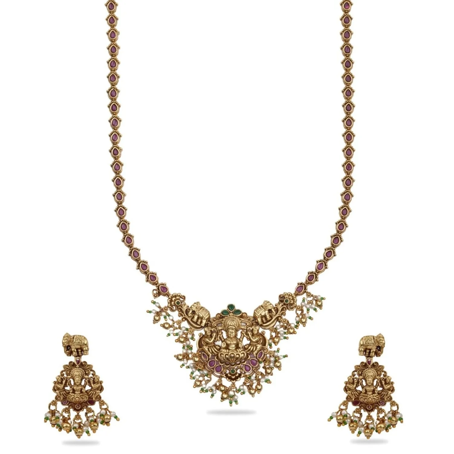 Shreya Temple Long Necklace Set