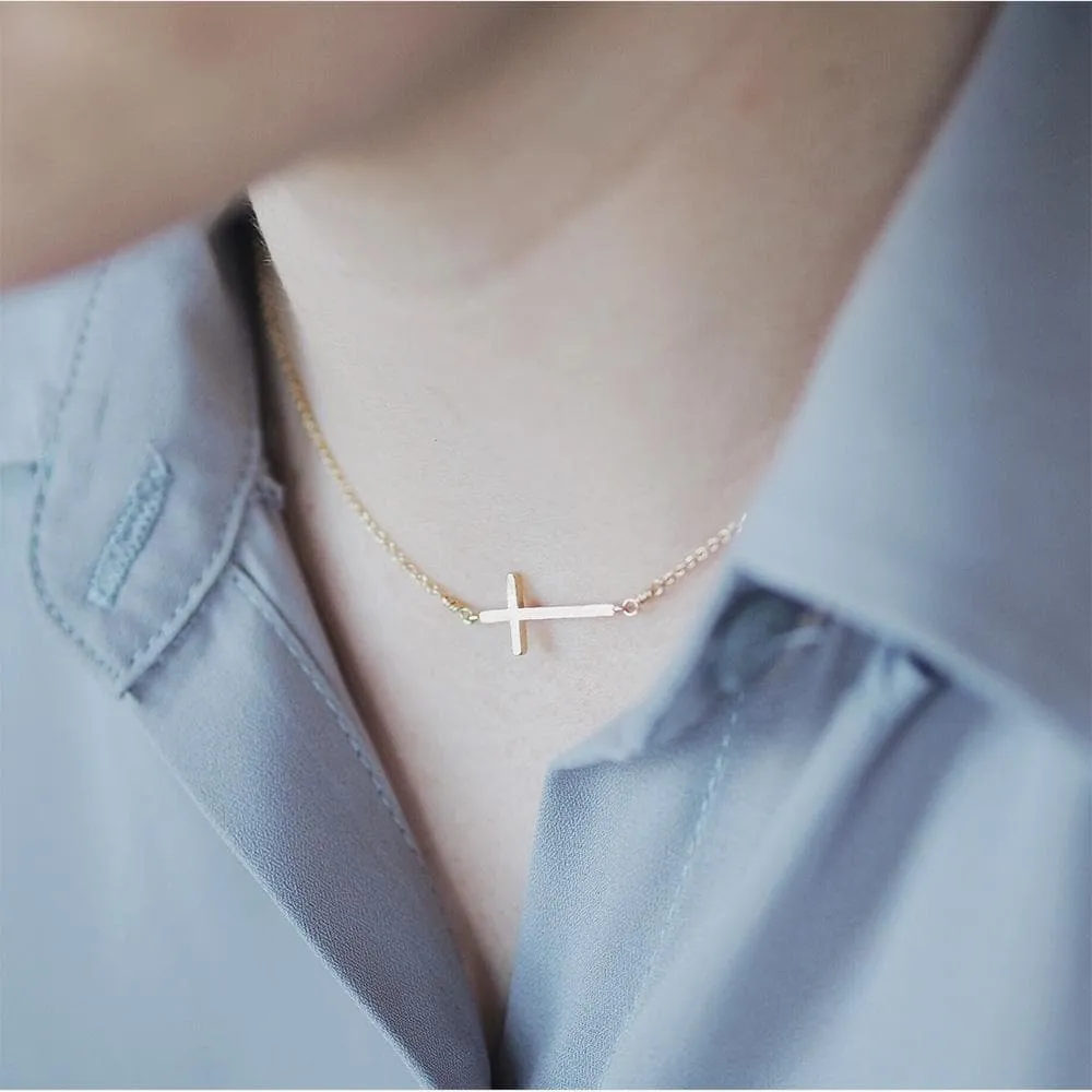 Side Cross Necklace