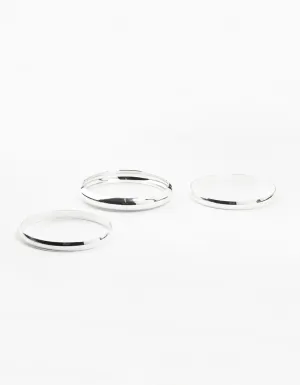 Silver Plated Classic Medium Smooth Bracelets 3-Pack