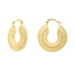 Sincerely Springer's 14k Yellow Gold Round Ribbed Hoop Earrings