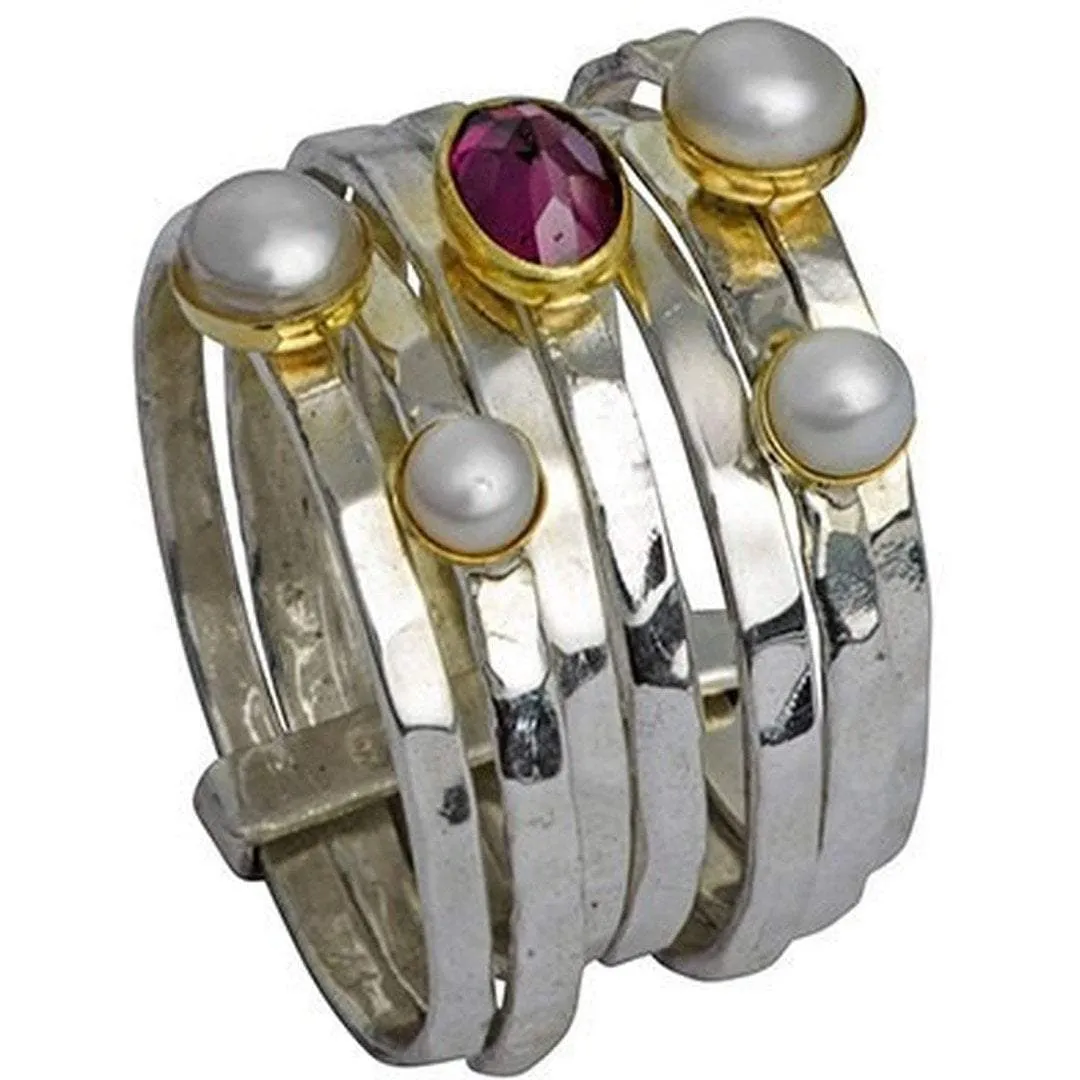 Stacking Rings for  woman set with Pearls & Gemstones / silver gold 9ct