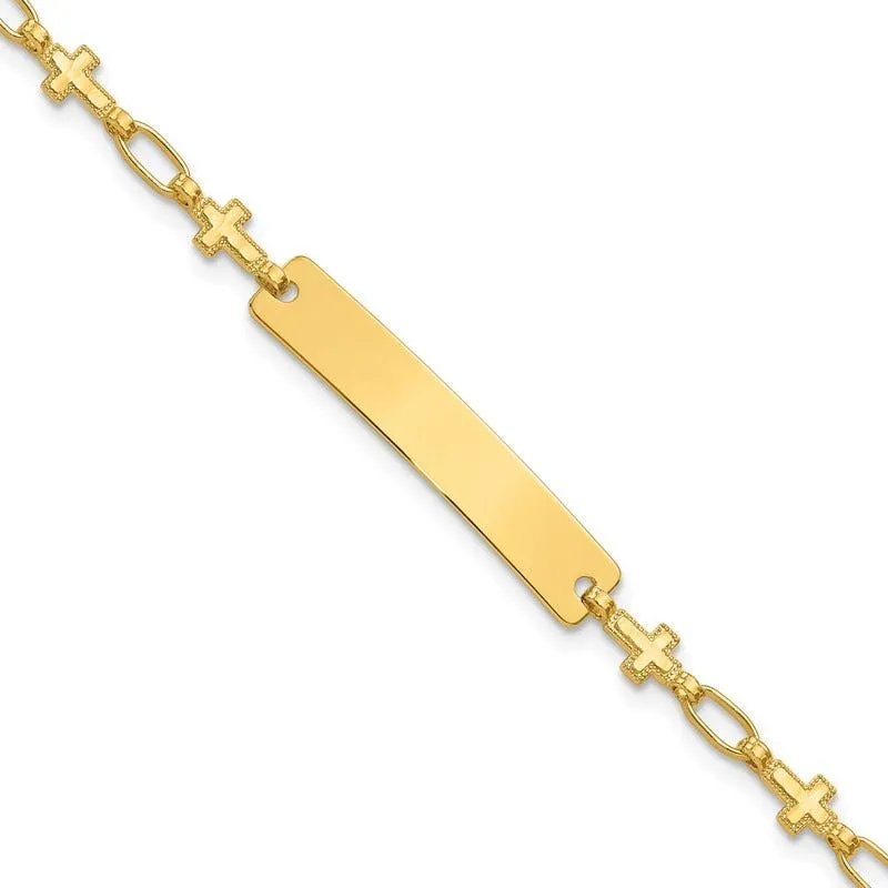 Sterling Silver Gold-tone 7.5 inch Cross ID Bracelet