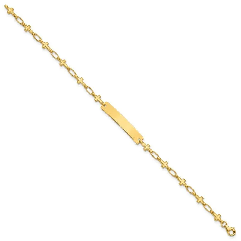 Sterling Silver Gold-tone 7.5 inch Cross ID Bracelet