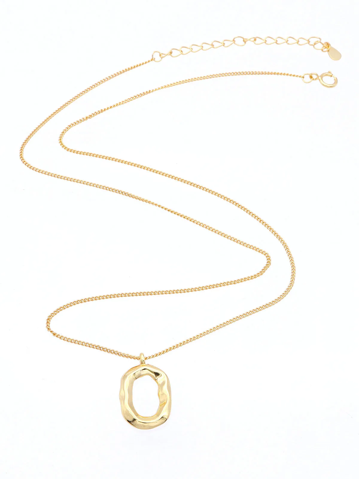 Sterling Silver Irregular Oval Necklace - Gold