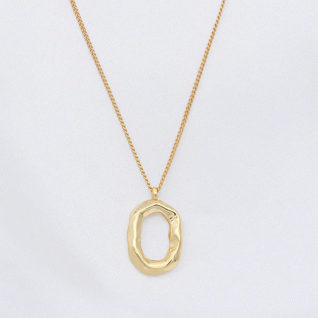 Sterling Silver Irregular Oval Necklace - Gold