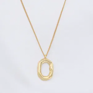 Sterling Silver Irregular Oval Necklace - Gold