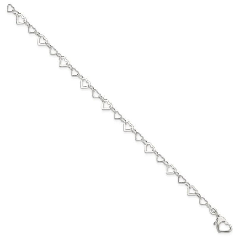 Sterling Silver Linked Heart Bracelet